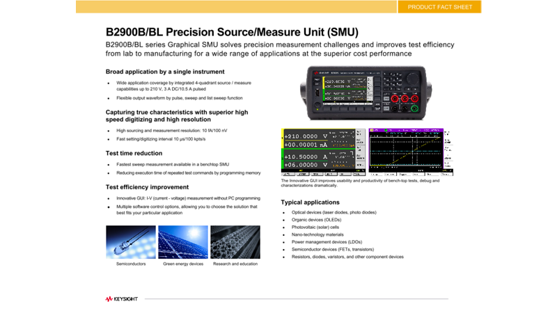 B2900B/BL Precision Source/Measure Unit (SMU)